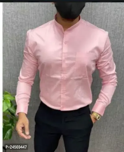 Reliable Pink Polyester Long Sleeves Casual Shirt For Men-thumb0