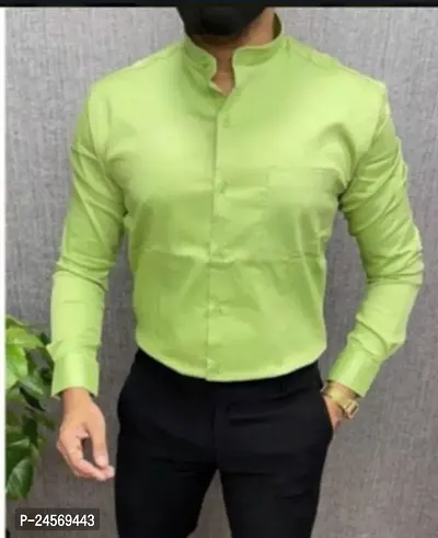 Reliable Green Polyester Long Sleeves Casual Shirt For Men