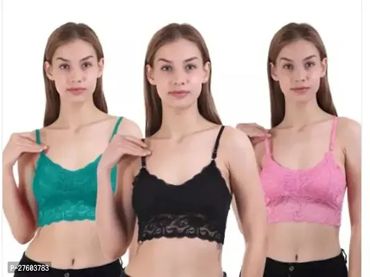 Stylish Multicoloured Net Solid Bras For Women