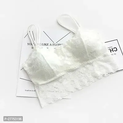 Fancy White Lace Solid Lightly Padded Bras For Women-thumb2