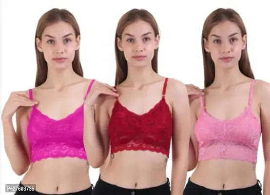 Stylish Multicoloured Net Solid Bras For Women