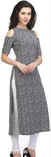 Trendy Grey Crepe Printed Kurta For Women-thumb0