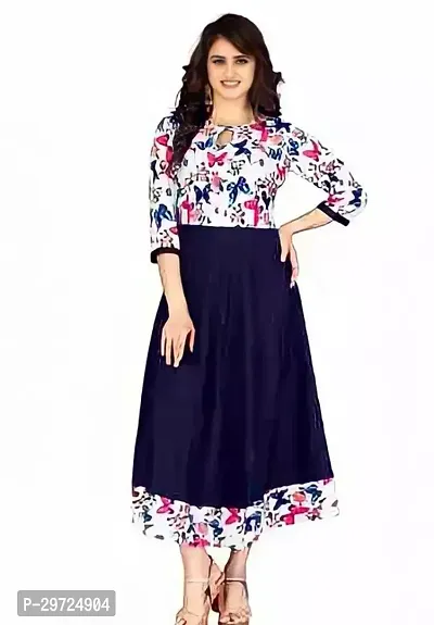 Trendy Black Crepe Printed Kurta For Women-thumb0