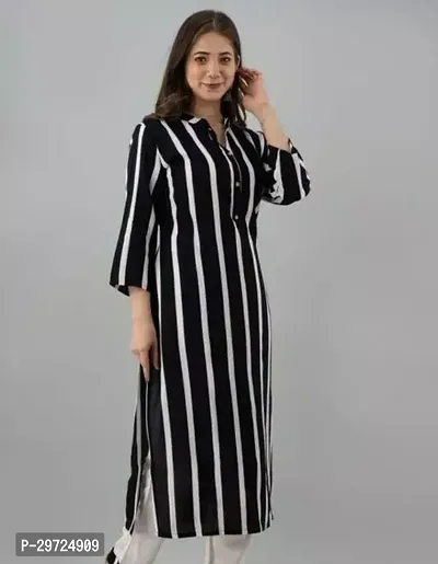 Trendy Black Crepe Striped A-Line Kurta For Women-thumb0