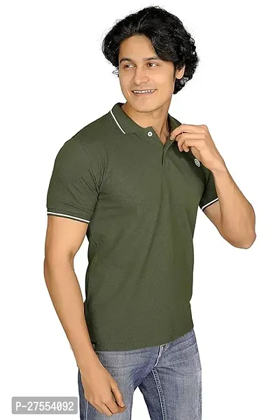 Reliable Green Cotton Solid Polos For Men-thumb0