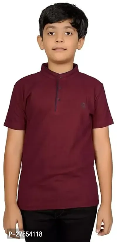 Stylish Maroon Cotton Solid Tees For Boys