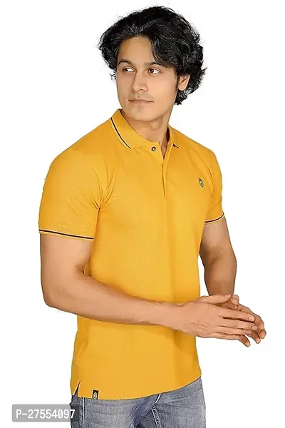 Reliable Yellow Cotton Solid Polos For Men-thumb0