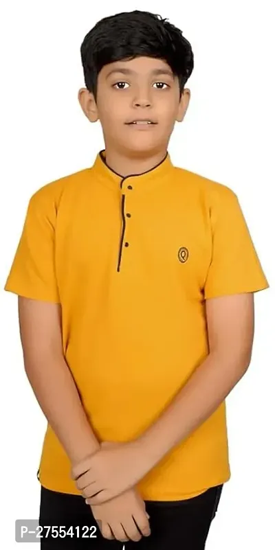 Stylish Yellow Cotton Solid Tees For Boys-thumb0