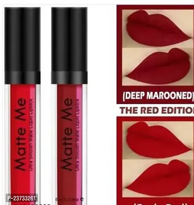 Matte Me Stay With Me Non Transfer Matte Liquid Lipstick Combo X 2 ( Maroon, Red )-thumb0