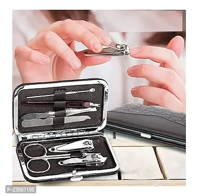 7 IN 1 Stainless Steel Manicure Kit Nail Cutter PedicureLeather Case-thumb0