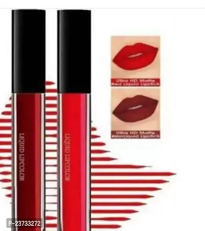 Matte Non Transfer Kiss Proof Smudge Proof Liquid Matte Lipstick For Girls (Red And Maroon, 12 Ml)-thumb0