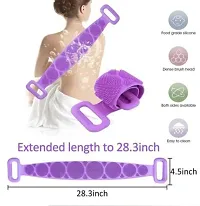 Multicolor Silicone Body Back Scrubber Double Side Bathing Brush for Skin Deep Cleaning Massage, Dead Skin Removal Exfoliating Belt for Shower, Easy to Clean, Lathers Well for Men  Women-thumb1