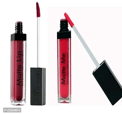 Long Lasting | Waterproof | Liquid Matte Lip Color (upto 12 hours Stay) (Maroon Colour 1 Lipstick) (Red Colour 1 Lipstick) (Pack Of 2)-thumb0