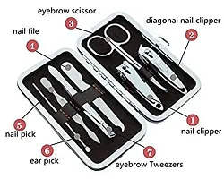 7 IN 1 Stainless Steel Manicure Kit Nail Cutter PedicureLeather Case-thumb3