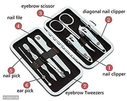 7 IN 1 Stainless Steel Manicure Kit Nail Cutter PedicureLeather Case-thumb4