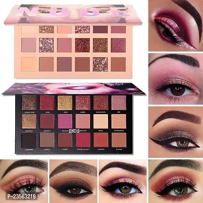 Rose Gold Remastered Edition + Nude Edition Eyeshadow Makeup Kit (Combo of 2 Eyeshadow) Matte And Shimmers Finish-thumb0