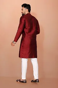 Vraj art? Men's Stylish Kurta with Full Sleeve I Men's Fancy Straight Long Kurta with Mandarin Neck-thumb1