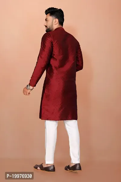 Vraj art? Men's Stylish Kurta with Full Sleeve I Men's Fancy Straight Long Kurta with Mandarin Neck-thumb2