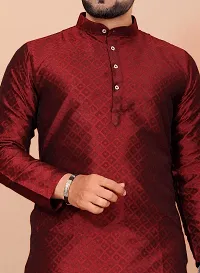 Vraj art? Men's Stylish Kurta with Full Sleeve I Men's Fancy Straight Long Kurta with Mandarin Neck-thumb2