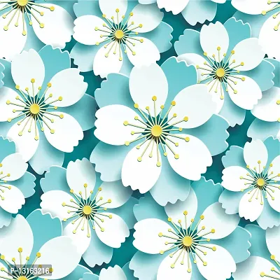 Self Adhesive Wallpapers (BlueFlower) Wall Stickers Extra Large (300x40cm) for Bedroom | Livingroom | Kitchen | Hall Etc