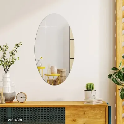 DeCorner -Self Adhesive Plastic Oval Mirror for Wall Stickers (30x20) cm Frameless Flexible Mirror for Bathroom | Bedroom | Living Room (SS-Oval Mirror) Mirror Wall Decor