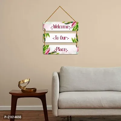 DeCorner Decorative Wooden Printed all Hanger | Wall Decor for Living Room | Wall Hangings for Home Decoration | Bedroom Wall Decor | Wooden Wall Hangings Home.(Welcome to our Place)-thumb2