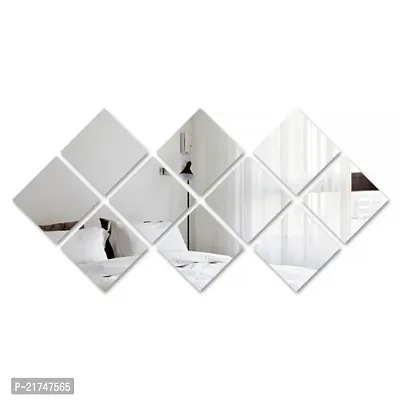 10 Big Square Silver Mirror for Wall Stickers Large Size (15x15) Cm Acrylic Mirror Wall Decor Sticker for Bathroom Mirror |Bedroom | Living Room Decoration Items-thumb0