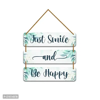 DeCorner Decorative Wooden Printed all Hanger | Wall Decor for Living Room | Wall Hangings for Home Decoration | Bedroom Wall Decor | Wooden Wall Hangings Home.(Just Smile And Be Happy)