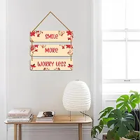 DeCorner Decorative Wooden Printed all Hanger | Wall Decor for Living Room | Wall Hangings for Home Decoration | Bedroom Wall Decor | Wooden Wall Hangings Home.(Smile More Worry Less-thumb1