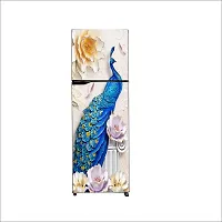 Self Adhesive Fridge Sticker Single/Double Door Full Size (160x60) Cm Fridge Stickers | Refrigerator Wall Stickers for Kitchen Decoration | Sticker for Fridge Door (BluePeacock)-thumb3