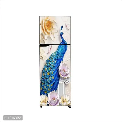 Self Adhesive Fridge Sticker Single/Double Door Full Size (160x60) Cm Fridge Stickers | Refrigerator Wall Stickers for Kitchen Decoration | Sticker for Fridge Door (BluePeacock)-thumb4