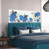 DeCorner Premium Textured Painting Wallpaper for Bedroom Wall | Self Adhesive Large Size (6ft x 2ft) for Double Bed | Premium Material Wallpaper | HD Print Wallpaper Paste for Home(Blue Flowers)-thumb2