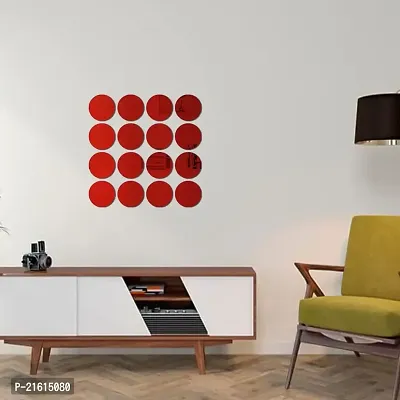 DeCorner Mirror Stickers for Wall | Pack of (16 Circle Red) Size-15cm -3D Acrylic Decorative Mirror Wall Stickers, Mirror for Wall | Home | Almira | Bedroom | Livingroom | Kitchen | KidsRoom Etc.