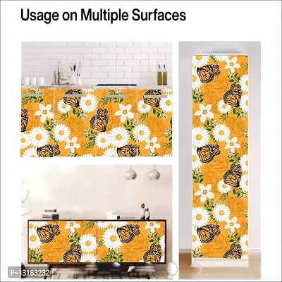 Self Adhesive Wallpapers (ButterflyWithSunflower) Wall Stickers Extra Large (300x40cm) for Bedroom | Livingroom | Kitchen | Hall Etc-thumb5