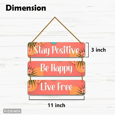 DeCorner Decorative Wooden Printed all Hanger | Wall Decor for Living Room | Wall Hangings for Home Decoration | Bedroom Wall Decor | Wooden Wall Hangings Home.(Stay Positive Be Happy)-thumb2