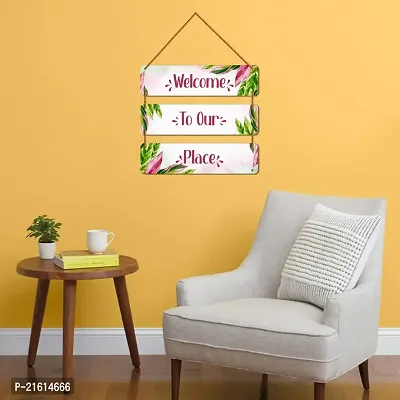 DeCorner Decorative Wooden Printed all Hanger | Wall Decor for Living Room | Wall Hangings for Home Decoration | Bedroom Wall Decor | Wooden Wall Hangings Home.(Welcome to our Place)-thumb5