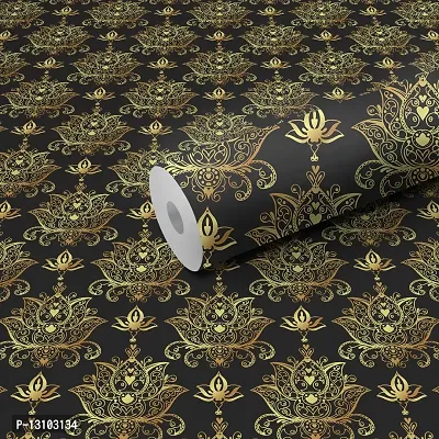 WALLWEAR - Self Adhesive Wallpaper For Walls And Wall Sticker For Home D&eacute;cor (GoldenLotus) Extra Large Size (300x40cm) 3D Wall Papers For Bedroom, Livingroom, Kitchen, Hall, Office Etc Decorations