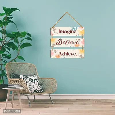 DeCorner Decorative Wooden Printed all Hanger | Wall Decor for Living Room | Wall Hangings for Home Decoration | Bedroom Wall Decor | Wooden Wall Hangings Home.(Imagine Believe Achieve)-thumb5