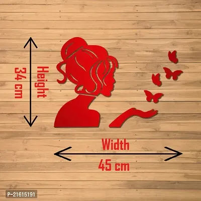 DeCorner - Angel Fairy with Butterfly Red | 3D Mirror Decorative Acrylic Wall Sticker Size- (45x34) Cm - Mirror Stickers for Wall | Acrylic Stickers | Wall Mirror Sticker | Wall Stickers for Home-thumb3