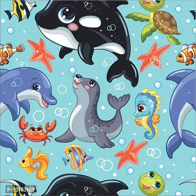 Self Adhesive Wallpapers (AquaAnimals) Wall Stickers Extra Large (300x40cm) for Bedroom | Livingroom | Kitchen | Hall Etc-thumb0