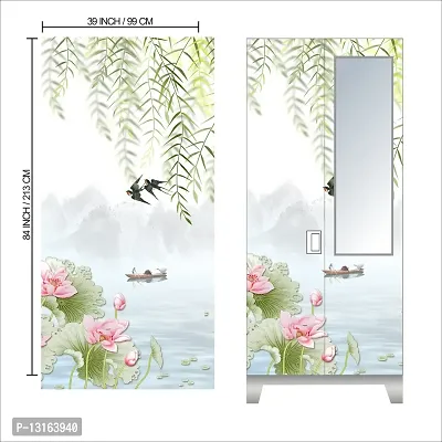 Self Adhesive Almirah Stickers, Wall Stickers, Decorative Sticker Wallpaper for Home Wardrobe Doors (RIiverBoatAlmira) PVC Vinyl Size Large (39 x 84 Inch)-thumb2