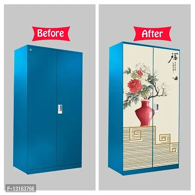 Self Adhesive Almirah Stickers, Wall Stickers, Decorative Sticker Wallpaper for Home Wardrobe Doors (ChiniPotAlmira) PVC Vinyl Size Large (39 x 84 Inch)-thumb5