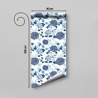 Self Adhesive Wallpapers (BlueFlowerLeaf) Wall Stickers Extra Large (300x40cm) for Bedroom | Livingroom | Kitchen | Hall Etc-thumb1