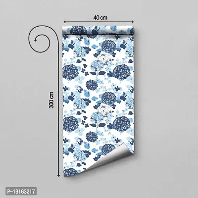 Self Adhesive Wallpapers (BlueFlowerLeaf) Wall Stickers Extra Large (300x40cm) for Bedroom | Livingroom | Kitchen | Hall Etc-thumb2