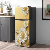 Self Adhesive Fridge Sticker Single/Double Door Full Size (160x60) Cm Fridge Stickers | Refrigerator Wall Stickers for Kitchen Decoration | Sticker for Fridge Door (WhitePankhuri)-thumb3