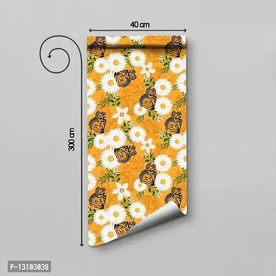 WALLWEAR - Self Adhesive Wallpaper For Walls And Wall Sticker For Home D&eacute;cor (ButterflyWithSunflower) Extra Large Size (300x40cm) 3D Wall Papers For Bedroom, Livingroom, Kitchen, Hall, Office Etc Decorations-thumb2