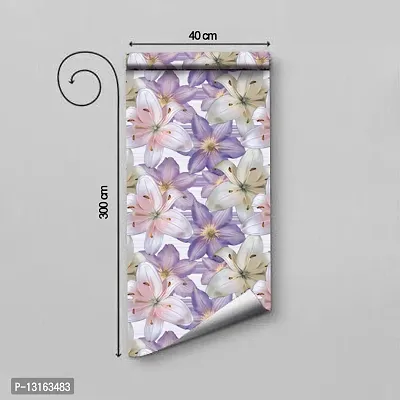 Self Adhesive Wallpapers (PurpleFlower) Wall Stickers Extra Large (300x40cm) for Bedroom | Livingroom | Kitchen | Hall Etc-thumb2