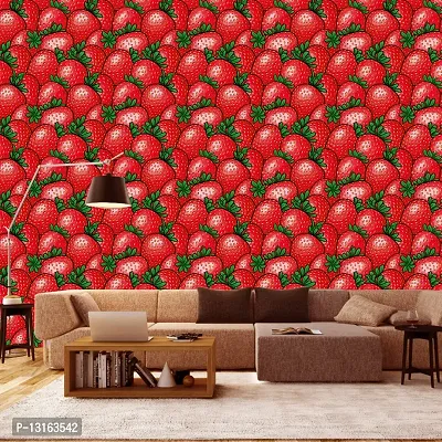 Self Adhesive Wallpapers (Strawberry) Wall Stickers Extra Large (300x40cm) for Bedroom | Livingroom | Kitchen | Hall Etc-thumb4