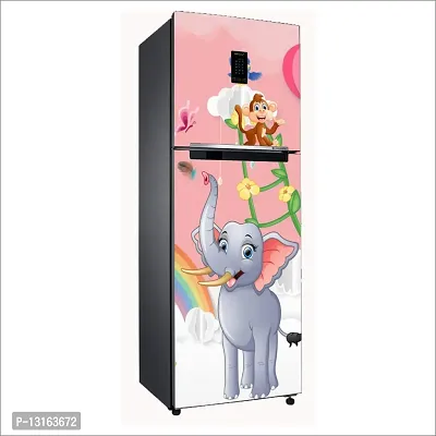 Self Adhesive Fridge Sticker Single/Double Door Full Size (160x60) Cm Fridge Stickers | Refrigerator Wall Stickers for Kitchen Decoration | Sticker for Fridge Door (ElephantRainbow)-thumb5