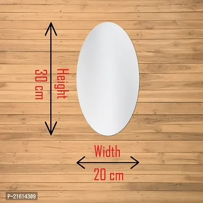 DeCorner -Self Adhesive Plastic Oval Mirror for Wall Stickers (30x20) cm Frameless Flexible Mirror for Bathroom | Bedroom | Living Room (WD-Oval Mirror) Mirror Wall Decor-thumb2